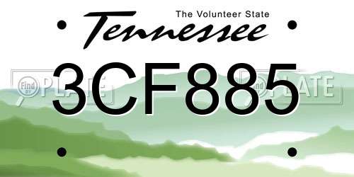 3CF885 Tennessee License Plate