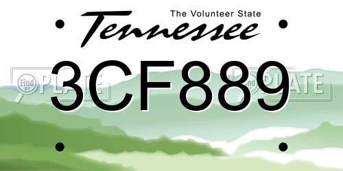 3CF889 Tennessee License Plate