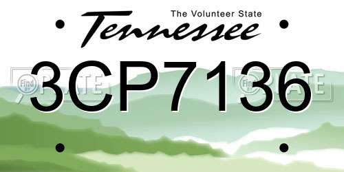 3CP7136 Tennessee License Plate