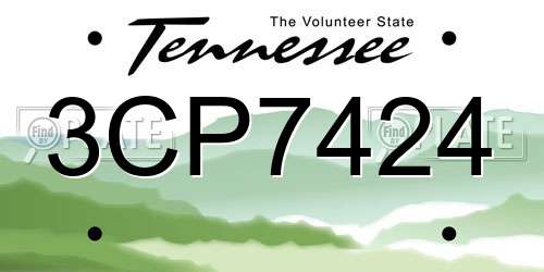 3CP7424 Tennessee License Plate
