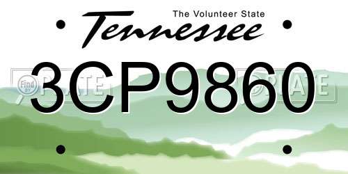 3CP9860 Tennessee License Plate