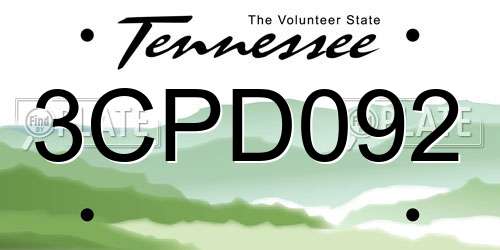3CPD092 Tennessee License Plate