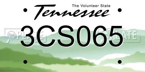 3CS065 Tennessee License Plate