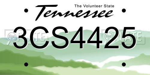 3CS4425 Tennessee License Plate