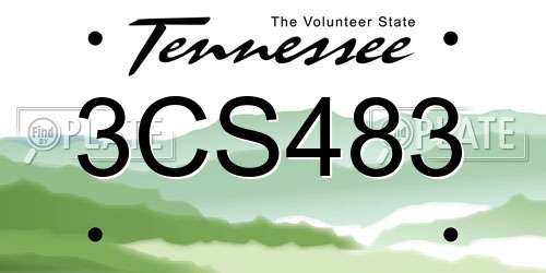 3CS483 Tennessee License Plate