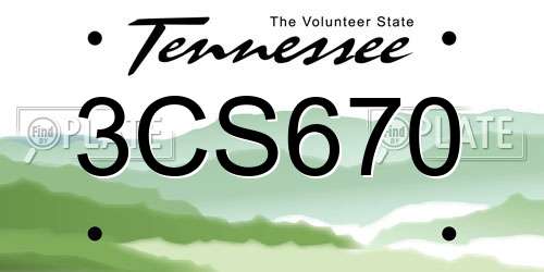 3CS670 Tennessee License Plate