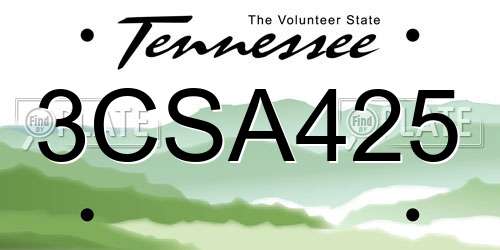 3CSA425 Tennessee License Plate