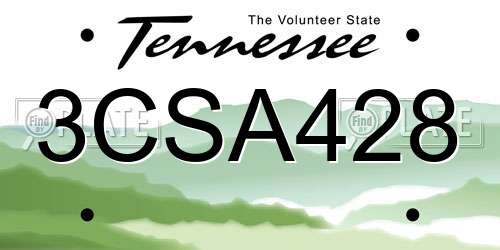 3CSA428 Tennessee License Plate