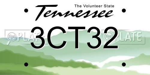 3CT32 Tennessee License Plate