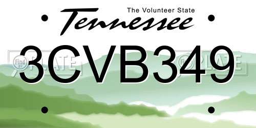 3CVB349 Tennessee License Plate