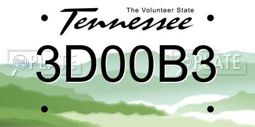 3D00B3 Tennessee License Plate