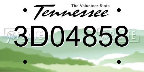 3D04858 Tennessee License Plate
