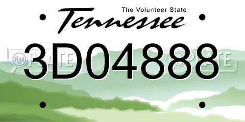 3D04888 Tennessee License Plate