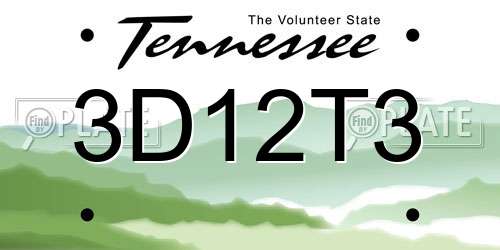 3D12T3 Tennessee License Plate