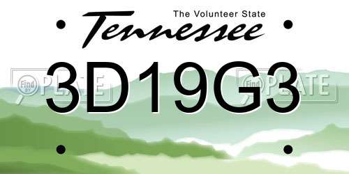 3D19G3 Tennessee License Plate