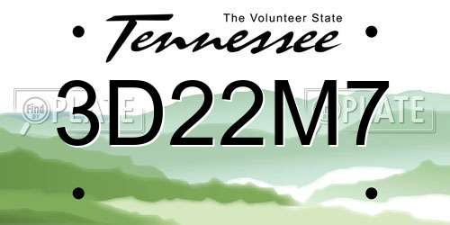 3D22M7 Tennessee License Plate