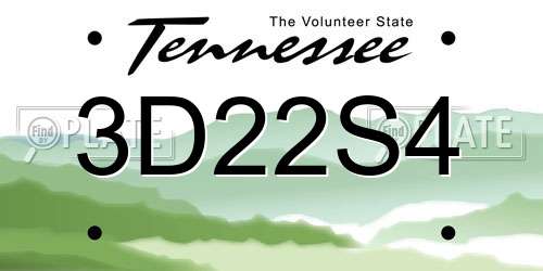 3D22S4 Tennessee License Plate