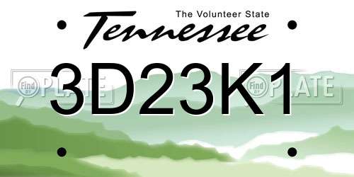 3D23K1 Tennessee License Plate