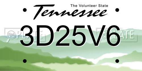 3D25V6 Tennessee License Plate