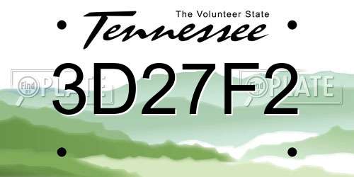 3D27F2 Tennessee License Plate