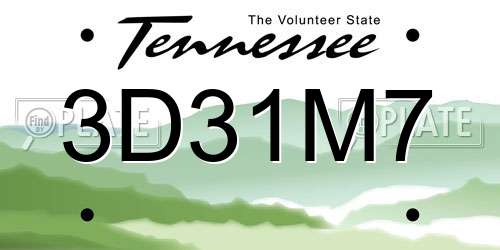 3D31M7 Tennessee License Plate