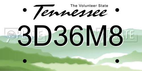 3D36M8 Tennessee License Plate