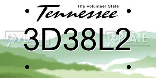 3D38L2 Tennessee License Plate