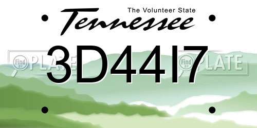 3D44I7 Tennessee License Plate