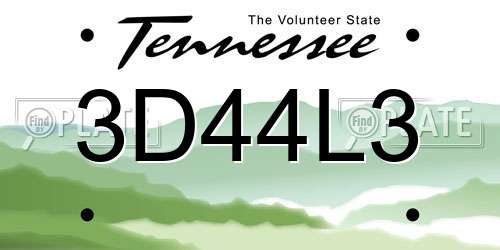 3D44L3 Tennessee License Plate