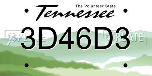 3D46D3 Tennessee License Plate