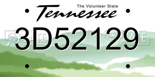3D52129 Tennessee License Plate