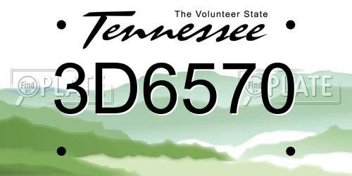 3D6570 Tennessee License Plate
