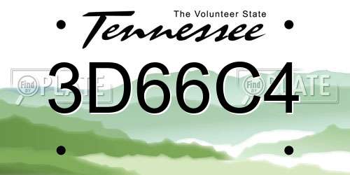 3D66C4 Tennessee License Plate