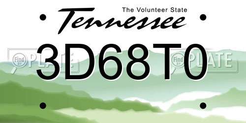 3D68T0 Tennessee License Plate
