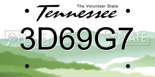 3D69G7 Tennessee License Plate