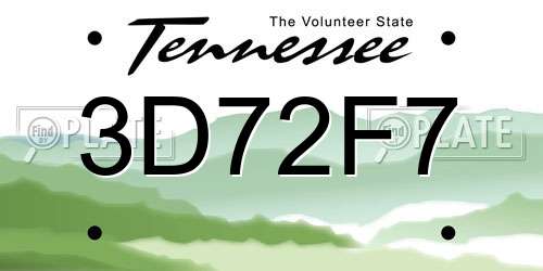 3D72F7 Tennessee License Plate