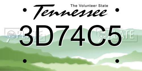 3D74C5 Tennessee License Plate