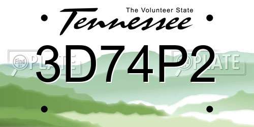 3D74P2 Tennessee License Plate
