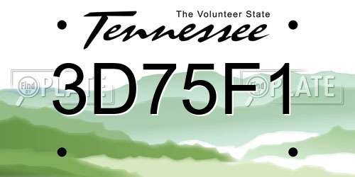 3D75F1 Tennessee License Plate