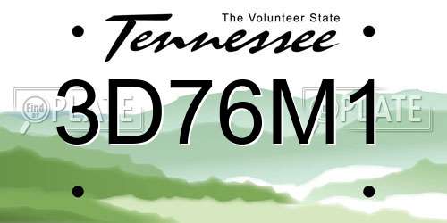 3D76M1 Tennessee License Plate