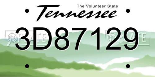 3D87129 Tennessee License Plate