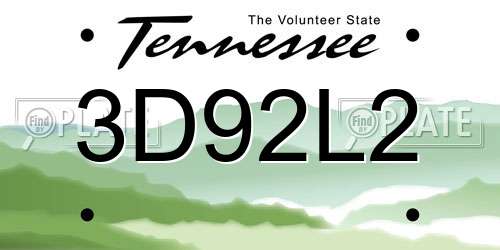3D92L2 Tennessee License Plate