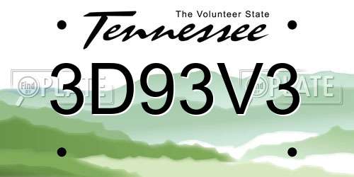 3D93V3 Tennessee License Plate
