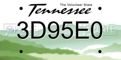 3D95E0 Tennessee License Plate