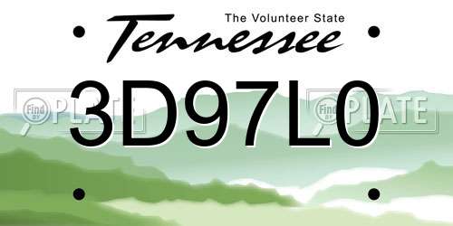 3D97L0 Tennessee License Plate