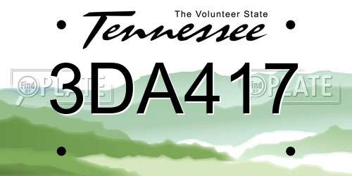 3DA417 Tennessee License Plate