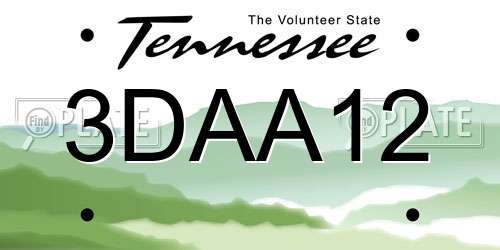 3DAA12 Tennessee License Plate