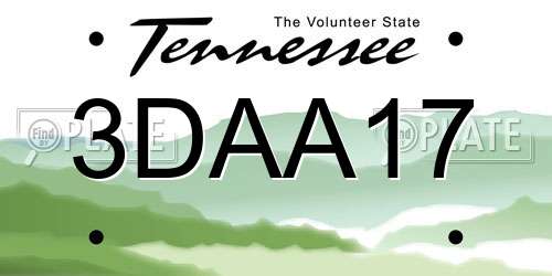 3DAA17 Tennessee License Plate