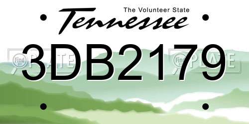 3DB2179 Tennessee License Plate