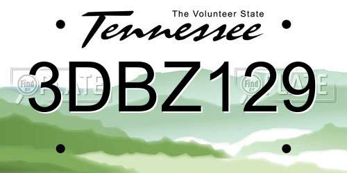 3DBZ129 Tennessee License Plate
